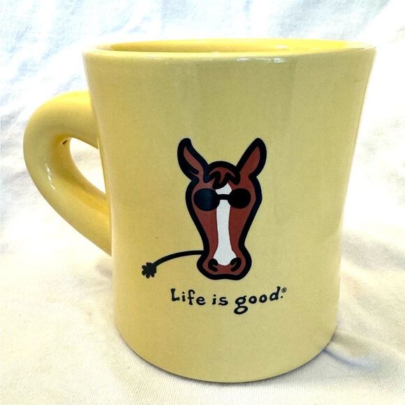 Life Is Good Other - Life Is Good Yellow Mug with Cool Horse Graphic
